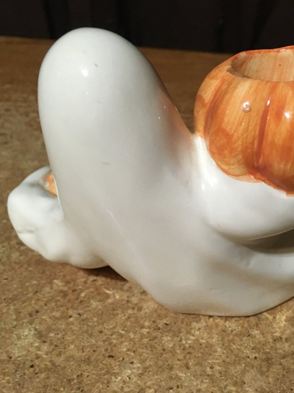FITZ AND FLOYD HALLOWEEN GHOST HOLDING PUMPKINS CANDLEHOLDER - Picture 3 of 16